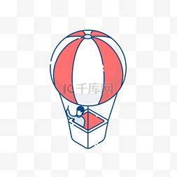 清新热气球图片_2.5D立体热气球轴测图
