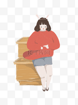 坐着的红衣肥胖女人元素