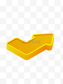 折角立体图片_2.5D立体箭头元素套图黄色转折右