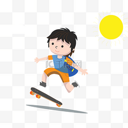 放学季图片_玩滑板的滑板少年