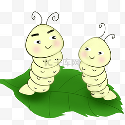 春蚕装饰图案绿色蚕夫妻