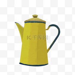 搪瓷水壶图片_写实清新创意的黄色水壶