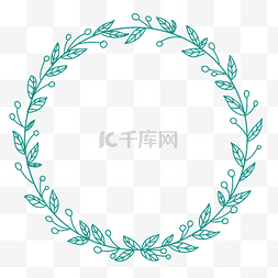 小花环装饰图片_绿色手绘圆形花环标题框装饰