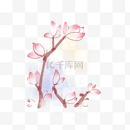 粉红色的玉兰花图片_中国风水彩水墨玉兰花