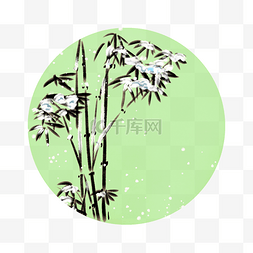 浅蓝色的边框图片_手绘冬季竹子边框