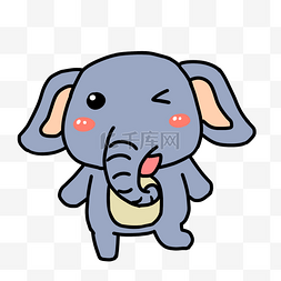 可爱大象手绘插画图片_野生动物大象插画