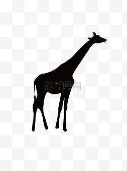 手绘动物黑白图片_动物长颈鹿手绘简约黑白