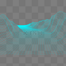 网格线水印图片_蓝色网格科技感抽象地面线条矢量