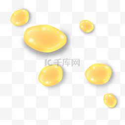 黄色水滴卡通图片_金色圆形立体油滴