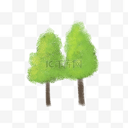 卡通高大的树图片_卡通手绘长满绿叶的树
