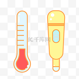 底纹黄色卡通图片_卡通黄色温度计插画