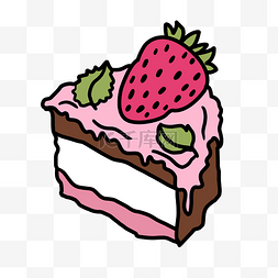 草莓蛋糕插画图片_一块草莓蛋糕插画