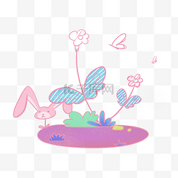 兔子抠图抠图图片_糖果色植物简单插画免抠图png