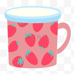 草莓花纹带盖陶瓷水杯
