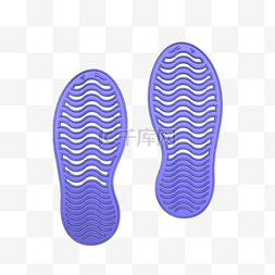 脚印立体图片_C4D蓝色金属质感立体脚印装饰