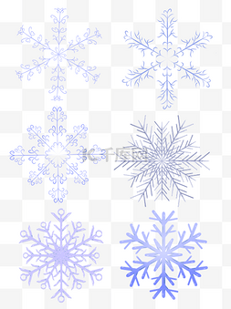 蓝色圣诞海报图片_手绘小清新冬日蓝色雪花可商用png