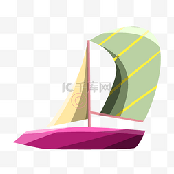 手绘紫色帆船