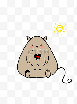 老鼠手绘图片_卡通晒太阳三角坐姿胖老鼠可爱动