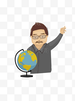 地理老师图片_地球仪和拿着粉笔讲课的地理老师