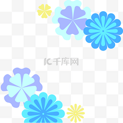 卡通蓝绿扁平化花朵