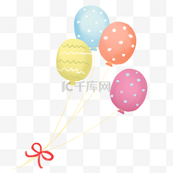 气球悬浮图片_彩色波点可爱风气球束