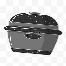 煲汤锅手绘图片_手绘灰色的煲汤锅