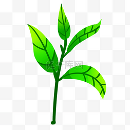 绿色卡通扁平化图片_绿色手绘植物树叶元素