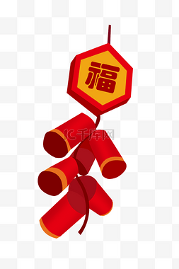 红色鞭炮装饰图片_新年鞭炮手绘插画