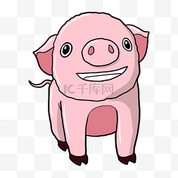 粉色的小猪手绘插画