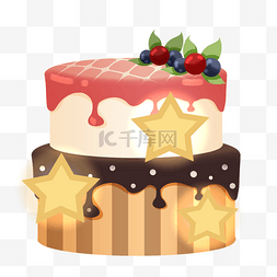 插画奶油蛋糕图片_星星蛋糕装饰插画