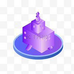 微立体建筑图片_矢量卡通紫色房子