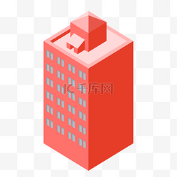 红色的楼房建筑插画