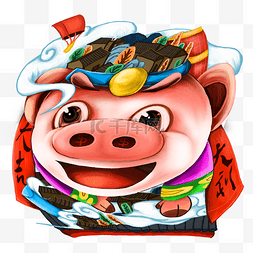 猪年新年春节立体图片_猪年新年卡通插画