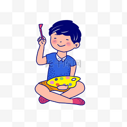 手绘卡通开学日小学生
