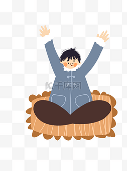 在地毯上图片_彩绘盘腿坐在地毯上的男孩