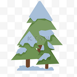 冬天卡通植物图片_冰雪下的树木卡通插画