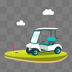 高尔夫车图片_卡通手绘小清新高尔夫球场