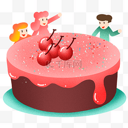 吃蛋糕吃蛋糕图片_蛋糕吃水果蛋糕插画