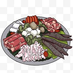 海鲜类食物图片_插画类火锅配菜图