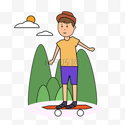 矢量健身男孩图片_卡通风玩滑板的男孩