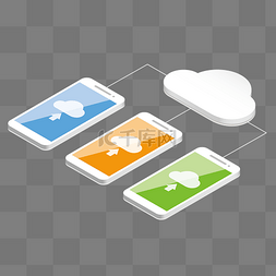 5d2云图片_卡通2.5D三部手机云上传矢量图片