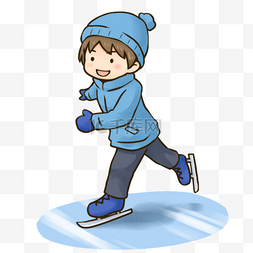 冬季冬天卡通手绘溜冰的可爱男孩
