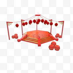 中国传统舞台图片_红色金色电商舞台