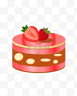 卡通红色蛋糕图片_卡通彩色草莓蛋糕食物