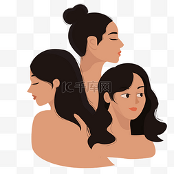 三个女人卡通矢量头像