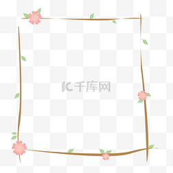 矢量线型图片_花朵边框绿叶树枝