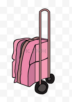 粉色的行李箱手绘