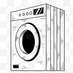 电器插画图片_线描洗衣机手绘插画