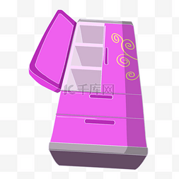 双开门冰箱图片_卡通紫色的冰箱插画