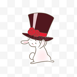 帽子和宠物图片_小兔子和玫瑰魔术帽